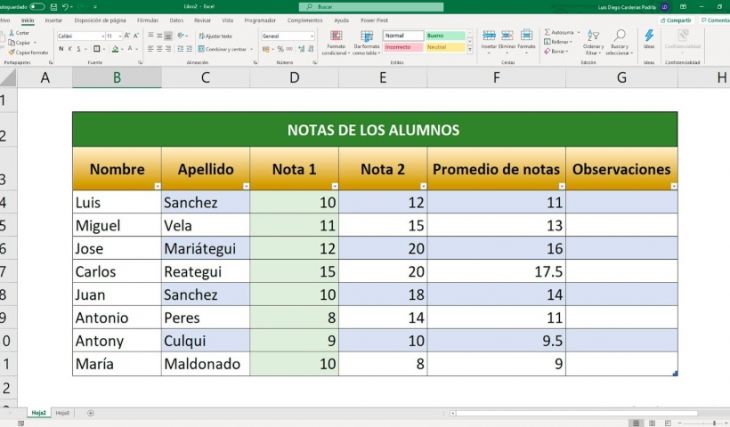 Mapeo de Tablas en Excel