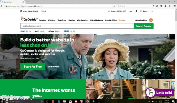 GoDaddy para Crear una Página Web